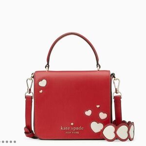 Kate Spade Red Staci Sweet Heart Square Crossbody Bag